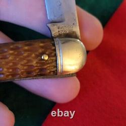 Old Vintage Antique Dasco Bone Stag Texas Toothpick Folding Pocket Knife