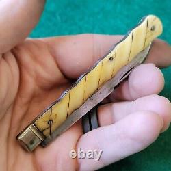 Old Vintage Antique French Fancy Gents Horn Straight Jack Pocket Knife