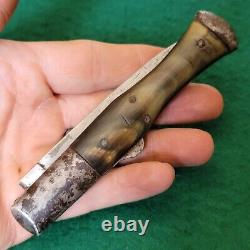 Old Vintage Antique French Italian Handmade Horn Lockback Folding Pocket Knife