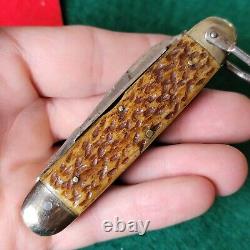 Old Vintage Antique German Worm Groove Bone Scout Utility Pocket Knife