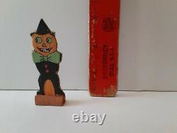 Old Vintage Antique Halloween Skittle Game Piece Pumpkin Man Germany 1920s