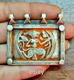 Old Vintage Antique Handcrafted Tribal Hindu God Hanuman Silver Metal Pendant