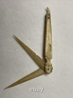Old Vintage Antique Handmade Bone Folding Toothpick Pocket Knife