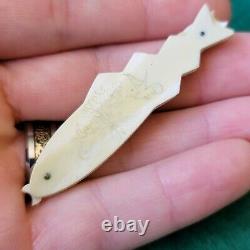 Old Vintage Antique Handmade Figural Fish Folding Toothpick Pocket Knife