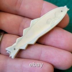 Old Vintage Antique Handmade Figural Fish Folding Toothpick Pocket Knife