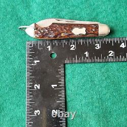 Old Vintage Antique Iriquois Utica Bone Stag Easy Open Jack Pocket Knife