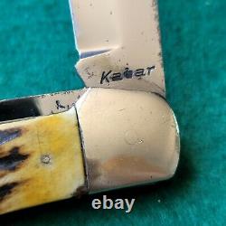 Old Vintage Antique Kabar Large Bone Stag Folding Hunter Pocket Knife