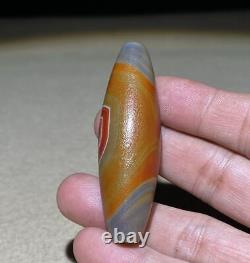 Old Vintage Antique Late 19 C. Jewelry Agate Natural Eye Amulet Bead Pendant