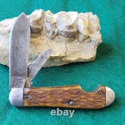 Old Vintage Antique Pal Remington UMC Bone Stag Easy Open Jack Pocket Knife