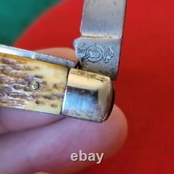 Old Vintage Antique Queen Steel Bone Stag Congress Folding Pocket Knife