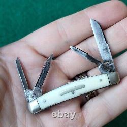 Old Vintage Antique Sheffield England Bone Stag Tiny Mini Congress Pocket Knife