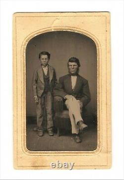 Old Vintage Antique Tintype Photo Mormon Father & Son from Salt Lake City Utah