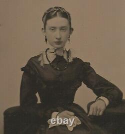 Old Vintage Antique Tintype Photo Pretty Beautiful Gorgeous Young Lady Teen Girl