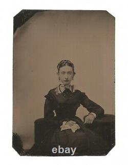 Old Vintage Antique Tintype Photo Pretty Beautiful Gorgeous Young Lady Teen Girl