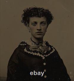 Old Vintage Antique Tintype Photo of Pretty Young Lady Girl Nahant Massachusetts
