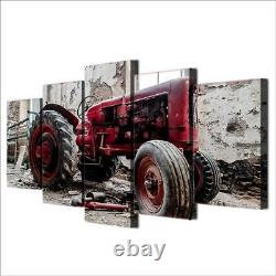 Old Vintage Antique Tractor Framed 5 Piece Canvas Wall Art Painting Wallpaper Po