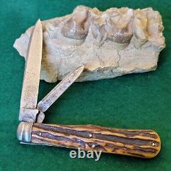 Old Vintage Antique Washington Cut Co Large Stag Swell Center Jack Pocket Knife