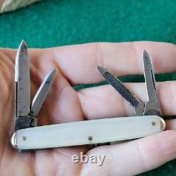 Old Vintage Antique Western States 4 Blade Pearl Pen Folding Pocket Knife