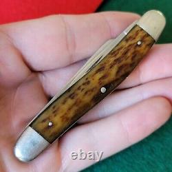 Old Vintage Antique Winchester Trademark 3973 Bone Stag Stockman Pocket Knife