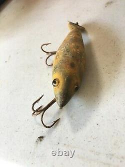 Old Vintage Antique Wooden Fishing Lure Heddons Dowagiac RARE