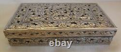 Old Vintage Hand Made 800 Silver Box Inscribed Come To Chiang-mai Thailand