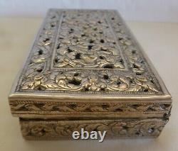 Old Vintage Hand Made 800 Silver Box Inscribed Come To Chiang-mai Thailand