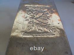 Old Vintage Hand Made 800 Silver Box Inscribed Come To Chiang-mai Thailand