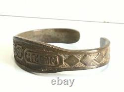 Old Vintage Hindu Religious Hand Carved Brass Jai Shri Mahakal Hand Bracelet