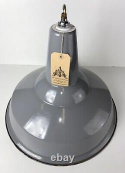 Old Vintage Industrial Grey Enamel Factory Shade