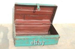 Old Vintage Iron Trunk Box Antique Indian Storage Home Decor Collectible