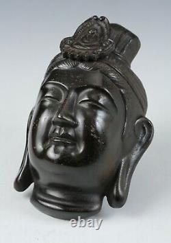 Old Vintage Japanese Buddhism Bronze Mask -Holy Kannon-