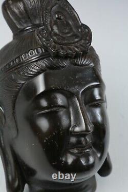 Old Vintage Japanese Buddhism Bronze Mask -Holy Kannon-