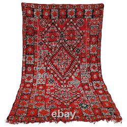 Old Vintage Moroccan Handmade Boujad Boujaad Beni ourain carpet Rug 6.6 x 9.6 ft