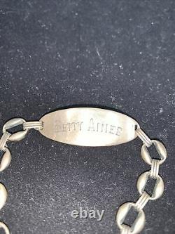 Old Vintage Sterling Silver Baby Bracelet with Name Betty Aines