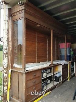 Old oak store cabinets 9' tall and 10' wide around 100 years old