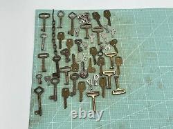 Old vintage antique keys set of various shapes