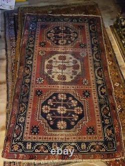 On HOLD FOR J. M Antique Oriental Caucasian Rug Old Wool Farmhouse c1900