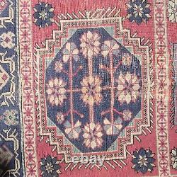 On HOLD FOR J. M Antique Oriental Caucasian Rug Old Wool Farmhouse c1900