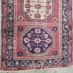 On HOLD FOR J. M Antique Oriental Caucasian Rug Old Wool Farmhouse c1900