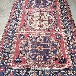 On HOLD FOR J. M Antique Oriental Caucasian Rug Old Wool Farmhouse c1900