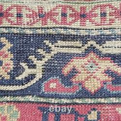 On HOLD FOR J. M Antique Oriental Caucasian Rug Old Wool Farmhouse c1900