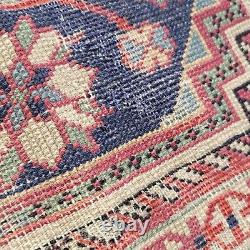 On HOLD FOR J. M Antique Oriental Caucasian Rug Old Wool Farmhouse c1900