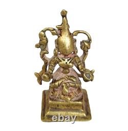 Original 1800's Old Vintage Antique Brass Hindu Goddess Laxmi Rare Statue Figure