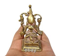 Original 1800's Old Vintage Antique Brass Hindu Goddess Laxmi Rare Statue Figure