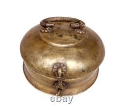 Original 1850's Old Vintage Antique Brass Fine Hand Craved Rare Chapati Box