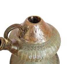 Original 1900's Old Vintage Antique Brass & Zinc Fine Engraved Rare Hookah Pot