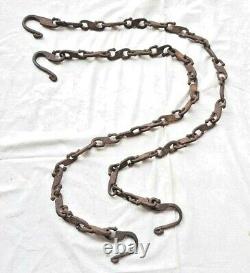Original 1900's Old Vintage Antique Long Solid Heavy Iron Swing Hanging Chain