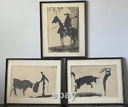Pablo Picasso Antique Modern Lithograph Old Vintage Bullfighter Collection 1959