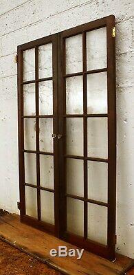 Pair 40x63 Antique Vintage Old Wood Wooden Cabinet Pantry Door Window 30 Glass