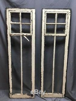 Pair Antique 6 Lite Casement Door Windows Cabinet Shabby 19X62 Vtg Old 156-18C